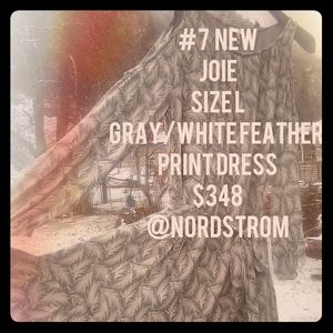 Joie - Gray w/white Feather Print Dress